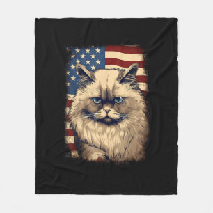 4:e juli amerikanska Flagga Himalayan Cat Fleecefilt
