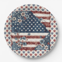 4:e juli Amerikanska Flagga pappra skylt