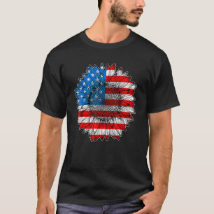 4:e juli Amerikanska Flagga Solrosor Patriotic Man T Shirt