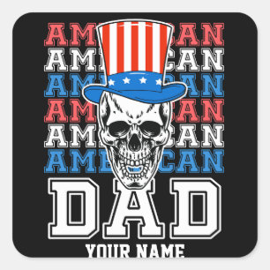 4:e juli Amerikanska Pappa-patriotiska Personligen Fyrkantigt Klistermärke