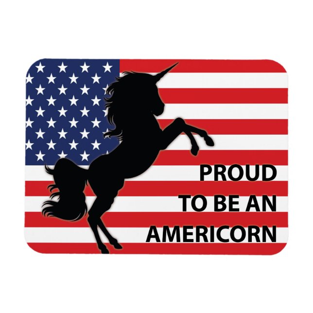 4:e juli Amerikanska patriotiska Unicorn USA flagg Magnet (Horisontell)