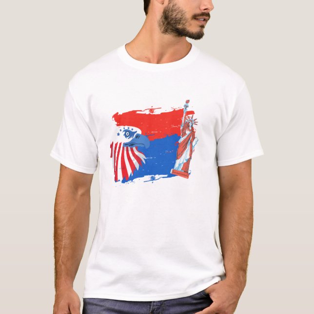4:e juli Amerikanska spritets frihetseagle T Shirt (Framsida)