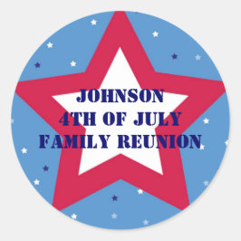 4:e juli Amerikanska stjärnan rand rött vitt blått Runt Klistermärke