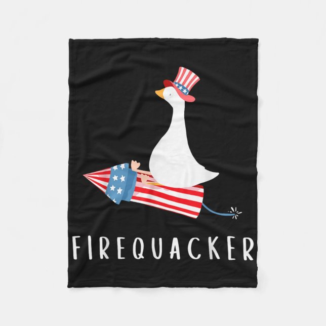 4:e Juli Anka Firequacker Patriotisk Fjärde Juli Fleecefilt (Framsidan)