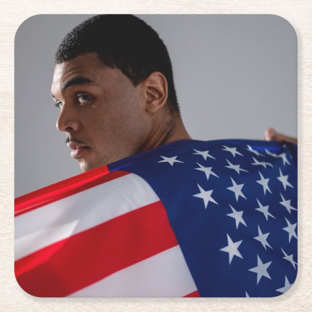 4:e juli Anpassningsbar 2 Fotosida på Dubblan Underlägg Papper Kvadrat (Framsidan)