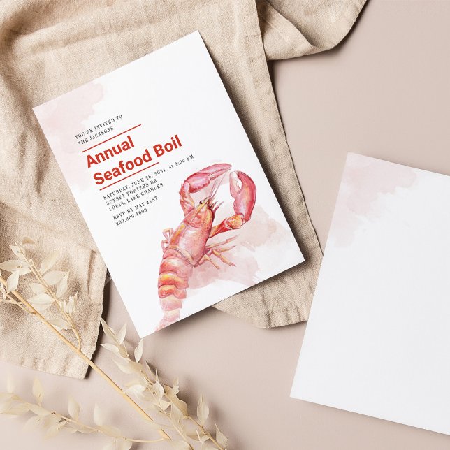 4:e juli: Årlig havsbottenfärgad blåsor för havsbr Inbjudningar (Annual Seafood Family Summer Lobster Boil Invitation)