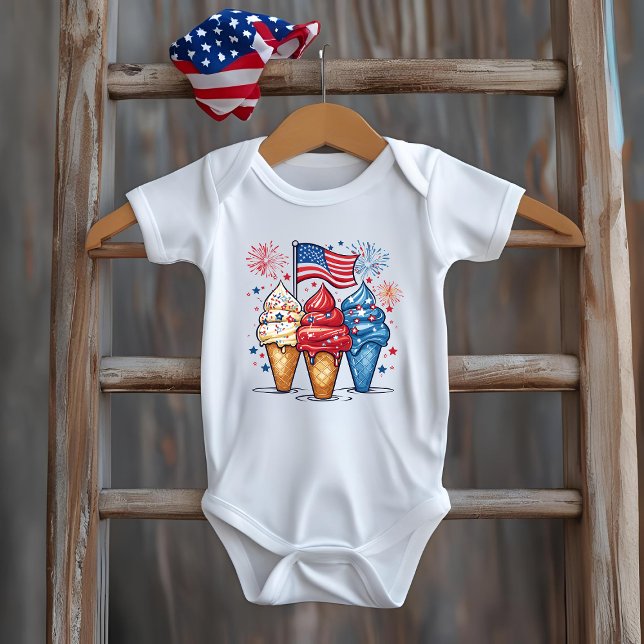 4:e juli Baby Ice Cream USA Bodykostym T Shirt (Skapare uppladdad)