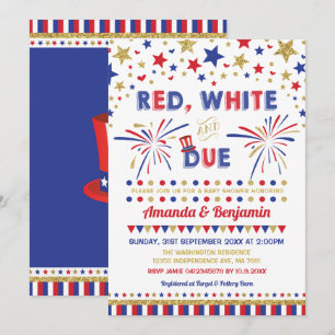 4:e juli Baby Shower Red White och due Inbjudningar