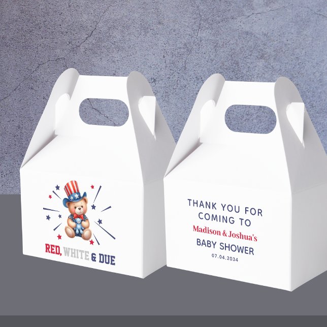 4:e juli-babyboden Bear Guest Presentaskar (4th Of July Boy Baby Shower Bear Guest Favor Boxes)