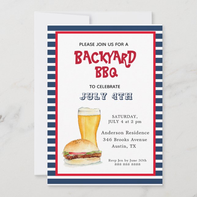 4:e juli Backyard BBQ party Meddelande (Framsida)