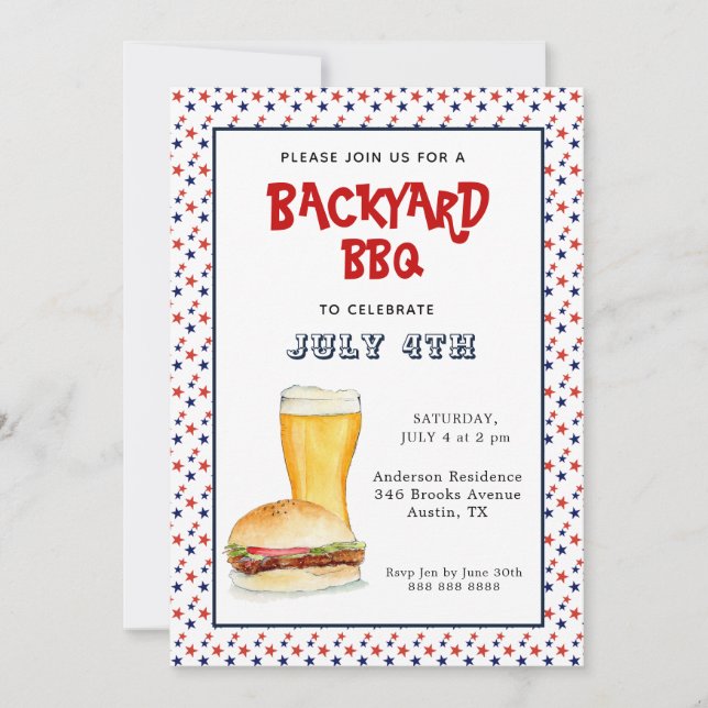 4:e juli Backyard BBQ party Meddelande (Framsida)