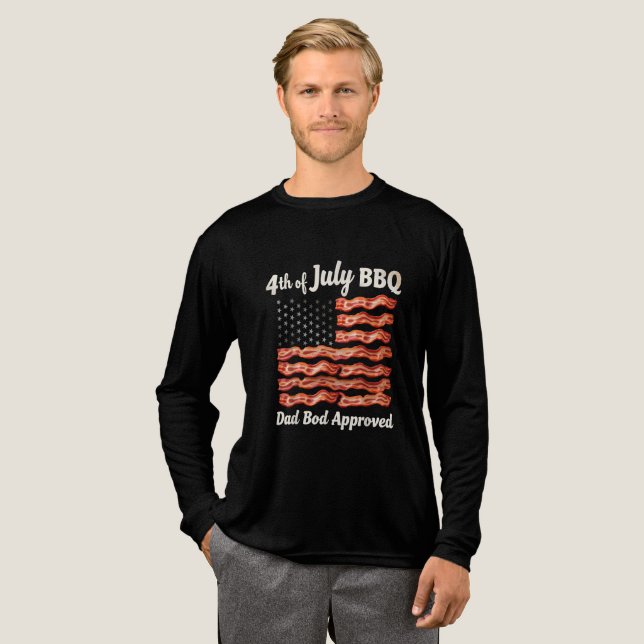 4:e juli Bacon Flagga BBQ Pappa USA T Shirt (Hel framsida)