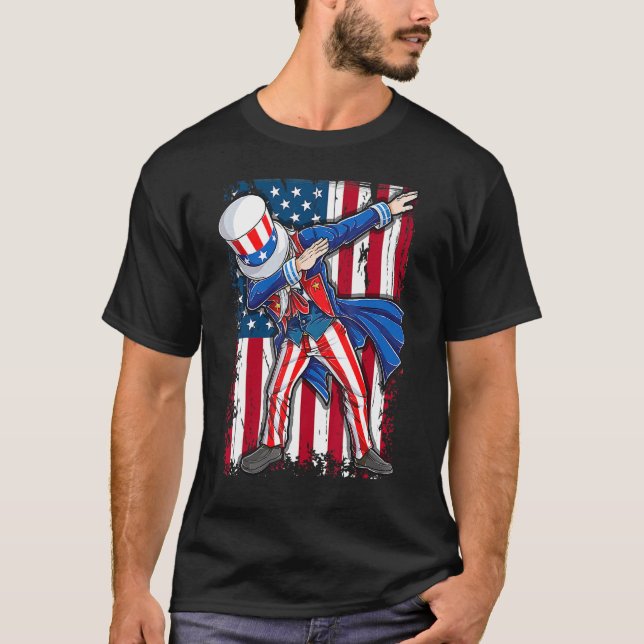 4:e juli barn pojkar män Dabbar Uncle Sam T Shirt (Framsida)