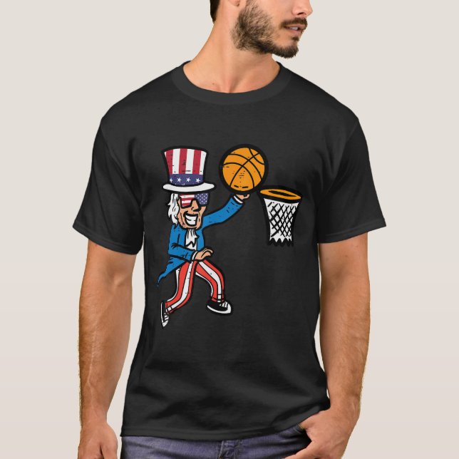 4:e juli Basketball farbror Sam America Manar Boys T Shirt (Framsida)