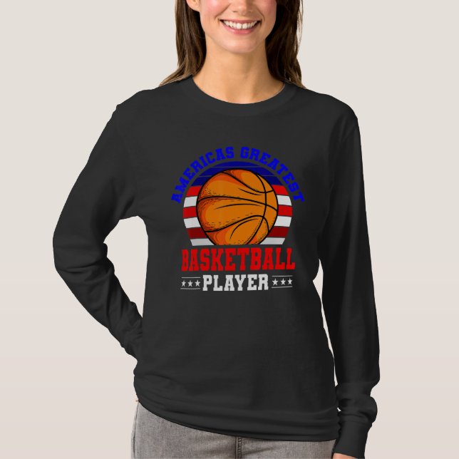 4:e juli: Basketboll Underbarare idrotten Ameri T Shirt (Framsida)