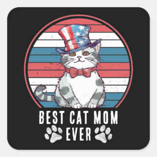 4:e juli Bästa Kat Mamma/Pappa Alltid Personlig Fyrkantigt Klistermärke