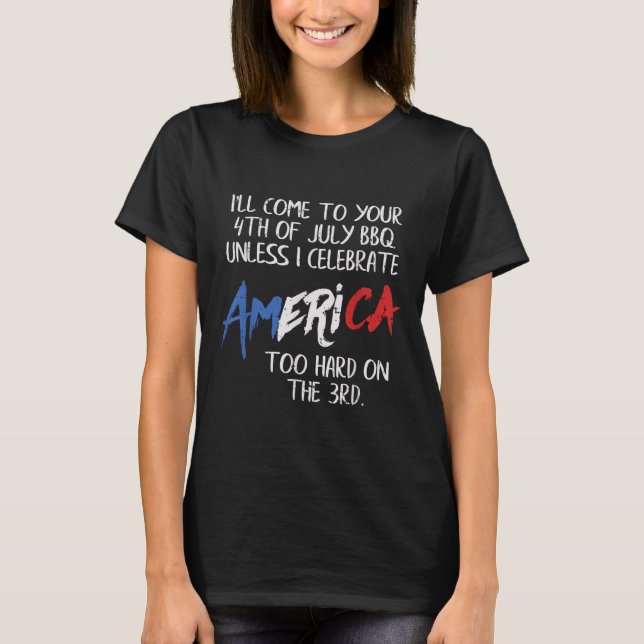 4:e juli BBQ I:s firat America Funny Barbecue T Shirt (Framsida)