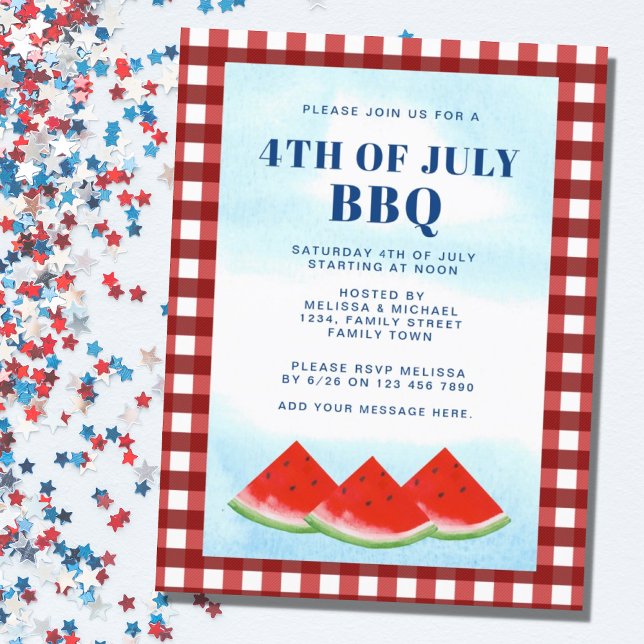 4:e juli BBQ Inbjudan Vykort (Skapare uppladdad)