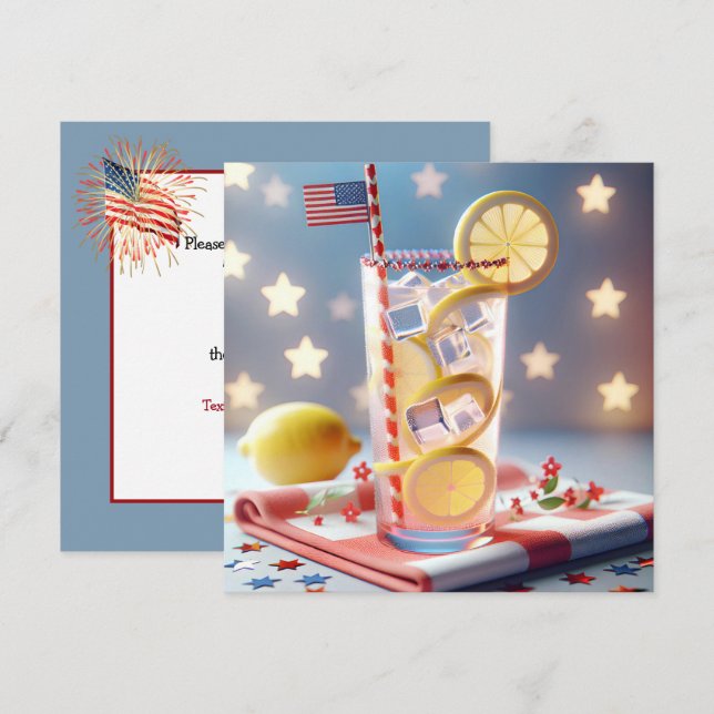 4:e juli BBQ Party Inbjudningar (Fram/baksida)