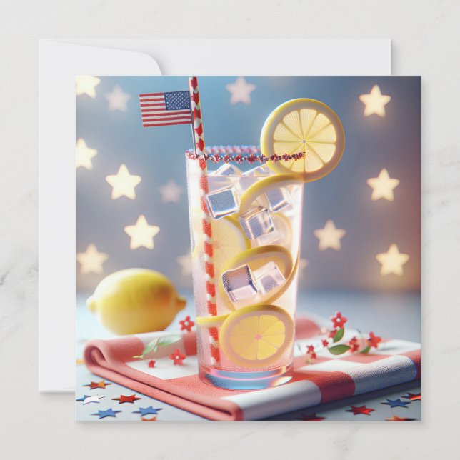 4:e juli BBQ Party Inbjudningar (Framsida)