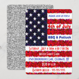 4:e juli BBQ & Potluck Inbjudningar