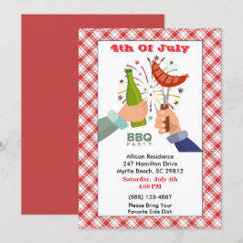 4:e juli Beer och Franks BBQ Picnic Party Inbjudningar