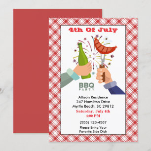4:e juli Beer och Franks BBQ Picnic Party Inbjudningar