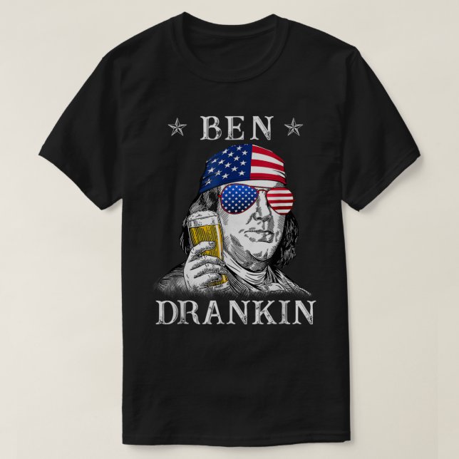 4:e juli Ben Drankin Benjamin Franklin Beer Cos T Shirt (Design framsida)