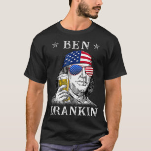 4:e juli Ben Drankin Benjamin Franklin Beer Cos T Shirt