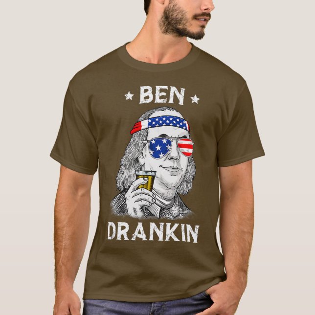 4:e juli Ben Drankin Benjamin Franklin T Shirt (Framsida)