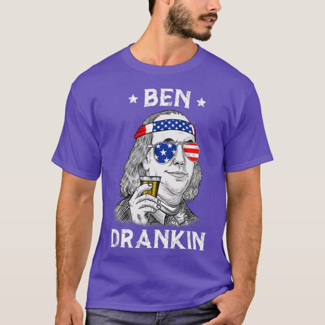 4:e juli Ben Drankin Benjamin Franklin T Shirt (Framsida)