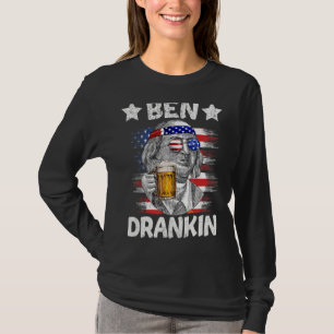 4:e juli: Ben Drankin dricker Beer Benjamin Fra T Shirt