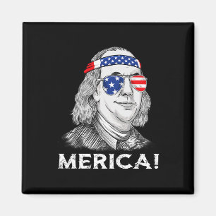 4:e juli Ben Franklin Merica USA Boys Girls Kid Magnet