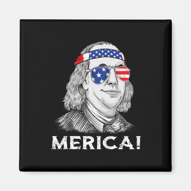 4:e juli Ben Franklin Merica USA Boys Girls Kid Magnet (Framsidan)