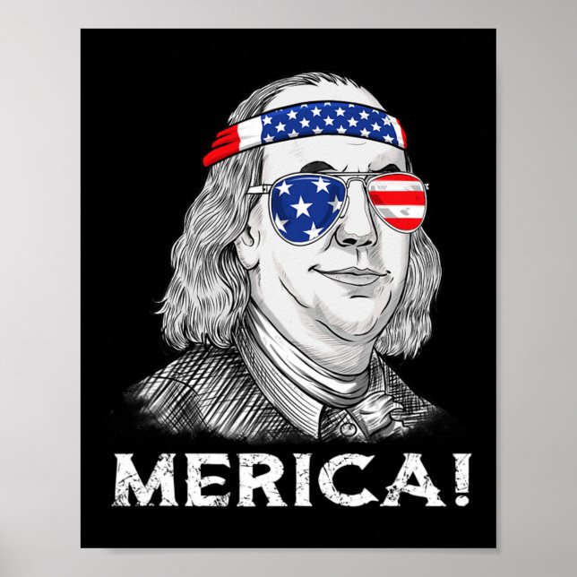 4:e juli Ben Franklin Merica USA Boys Girls Kid Poster (Framsidan)