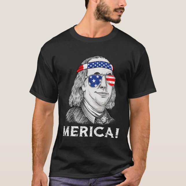 4:e juli Ben Franklin Merica USA Boys Girls Kid T Shirt (Framsida)