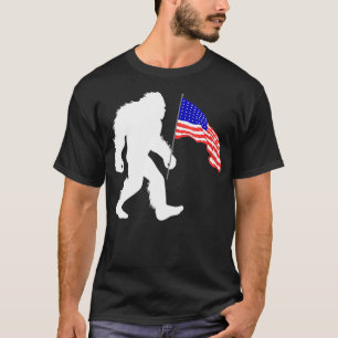 4:e juli Bigfoot Sasquatch Holding American Fla T Shirt