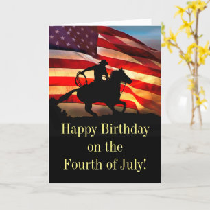 4:e juli Birthday Land Western Cowboy Kort