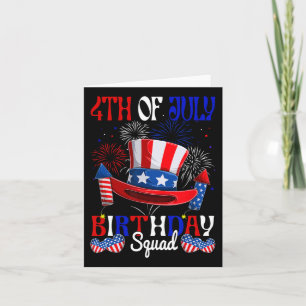 4:e juli Birthday Squad US Flagga Fireworks Patri Kort