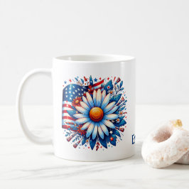 4:e juli blomkruka med personligt meddelande för k kaffemugg