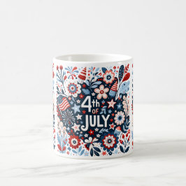4:e juli Blommigt kaffe Mugg