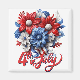 4:e juli Blommor i Red White & Blue Patriotic Magnet