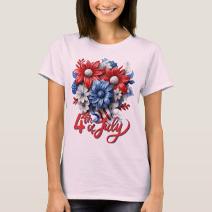 4:e juli Blommor i Red White & Blue Patriotic T Shirt