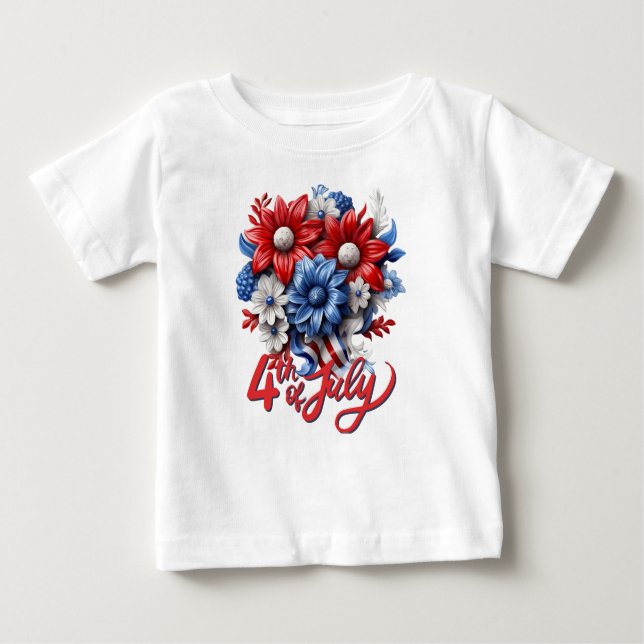 4:e juli Blommor i Red White & Blue Patriotic T Shirt (Framsida)