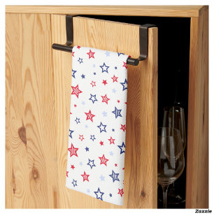 4:e juli Blue & Red Patriotic Stars Kökshandduk