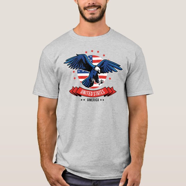 4:e juli: Bold Eagle US flagga Färg T Shirt (Framsida)