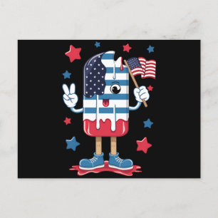 4:e juli Boys Kids Popsicle USA American Flagga Vykort