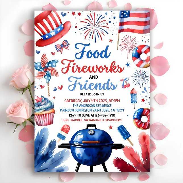 4:e juli-BQ-inbjudan, Party i USA Inbjudan (Skapare uppladdad)