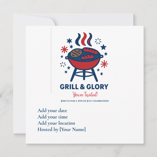 4:e juli-BQ-inbjudan - Röd vit och blå Pa Inbjudningar (Framsida)