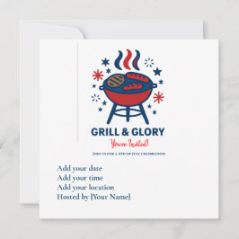 4:e juli-BQ-inbjudan - Röd vit och blå Pa Inbjudningar